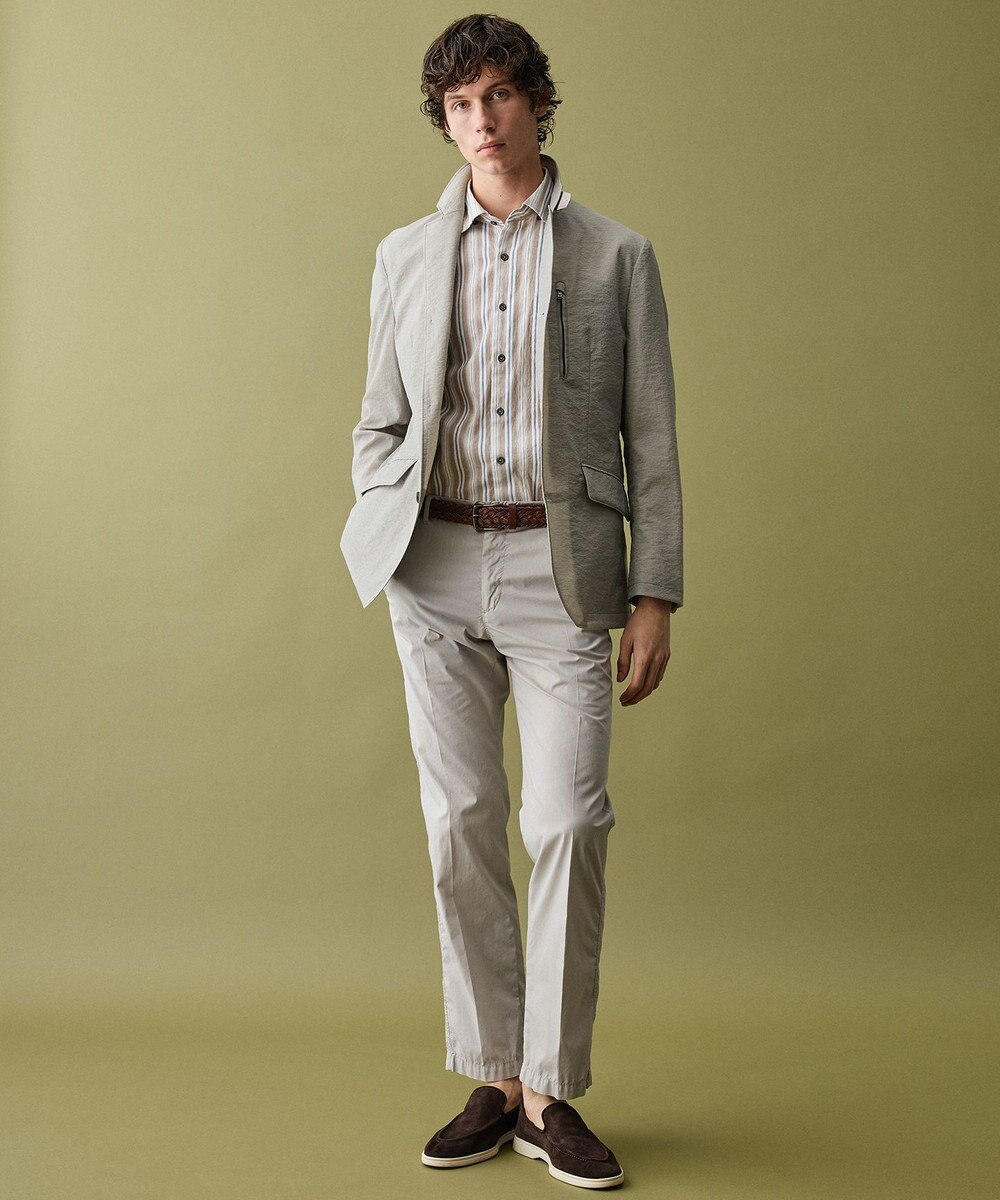 JOSEPH ABBOUD 【キングサイズ・清涼・リネンブレンド】コットンリネン ボイルコード　半袖 シャツ 