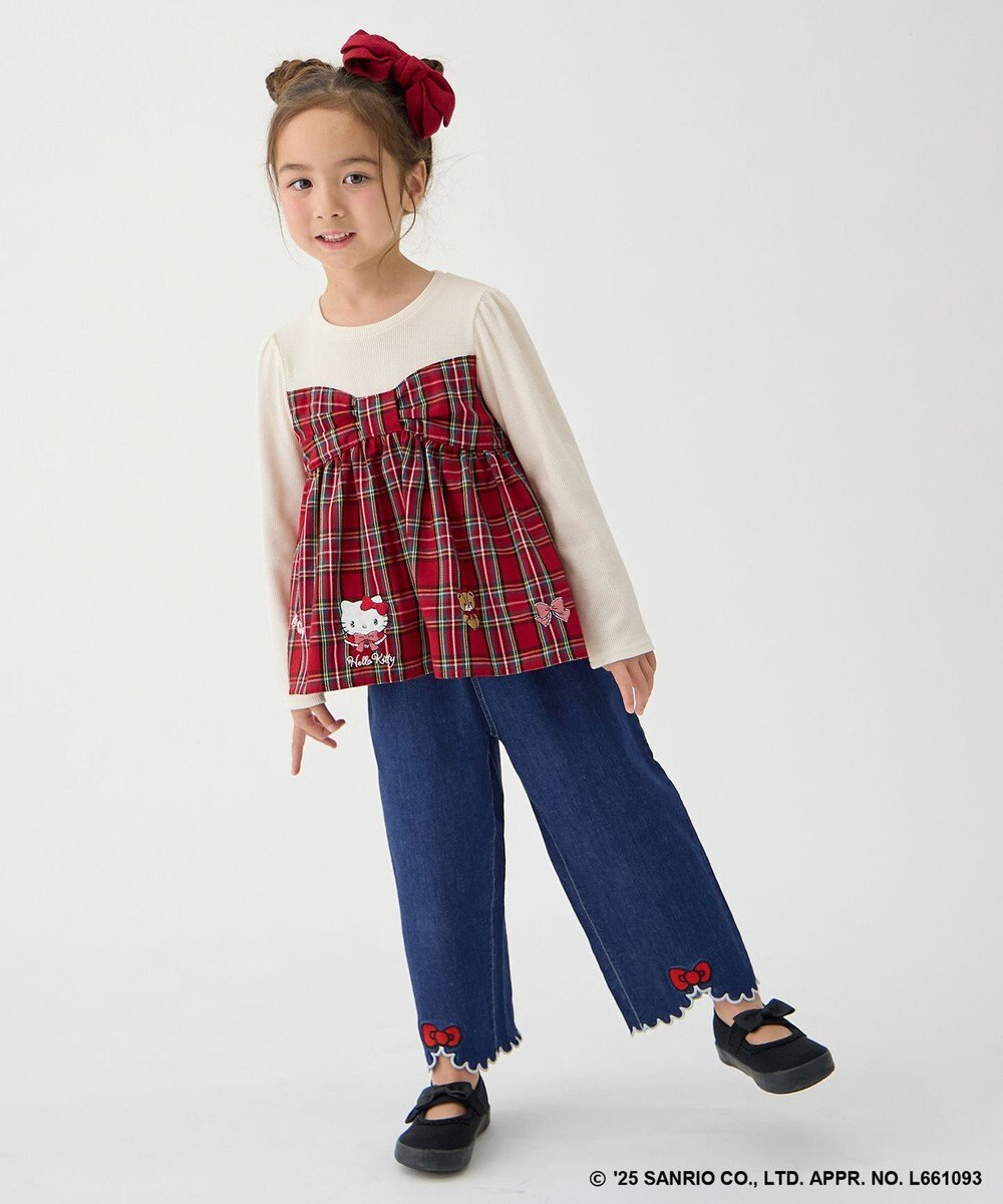 ANY KIDS 【ハローキティ×ANY KIDS】ドッキング刺繍 長袖Tシャツ 