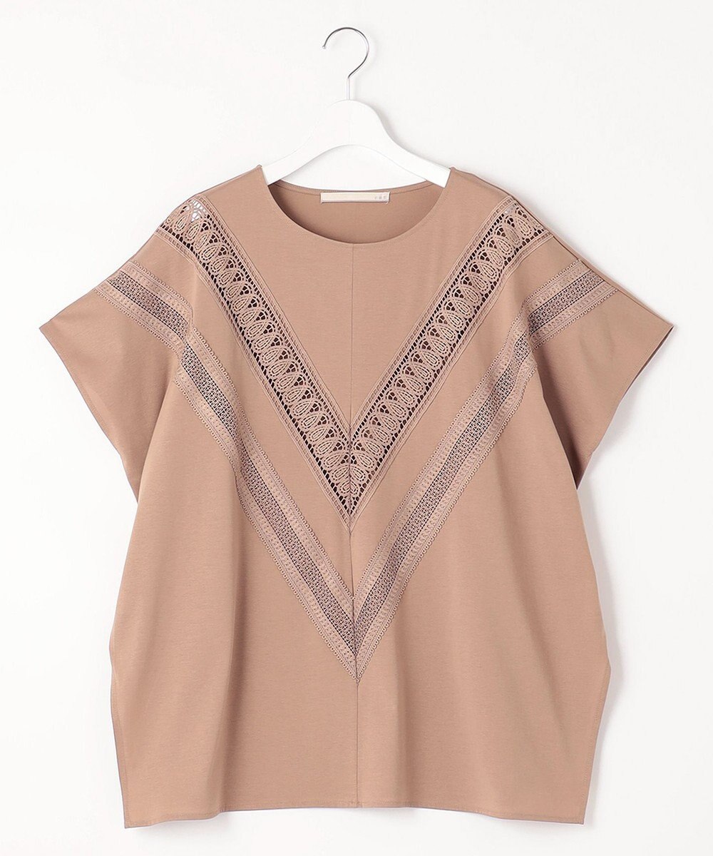 自由区 【洗える・XSサイズあり】レースEDGEフロントレース カットソー 