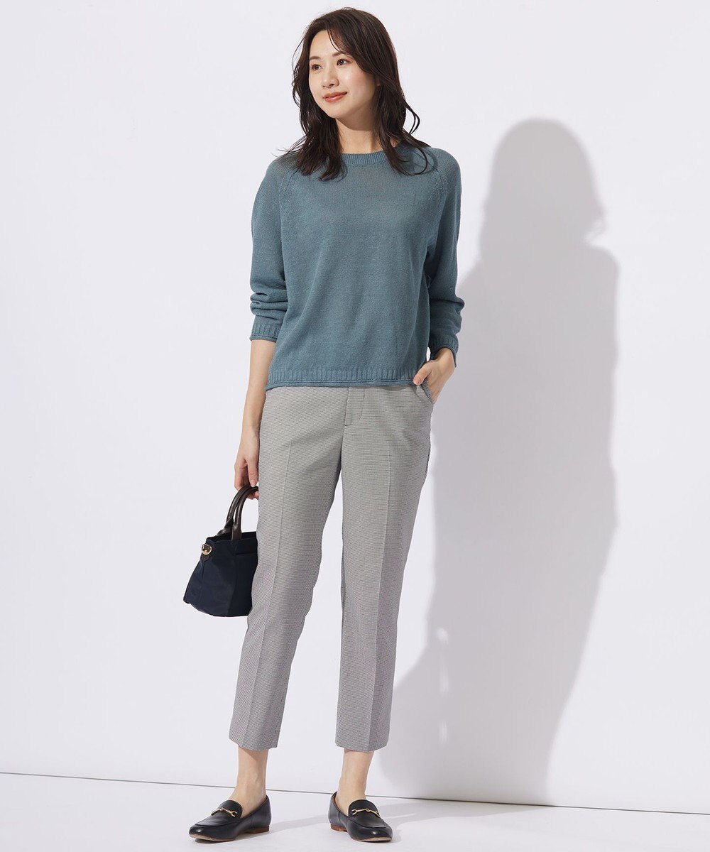 J.PRESS LADIES L 【洗える】シャークスキンハウンドトゥース テーパード パンツ 