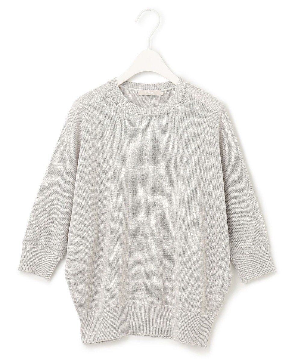 ICB L 【WEB限定カラーあり・洗える】ペーパーブレンドシャインニット 五分袖プルオーバー 