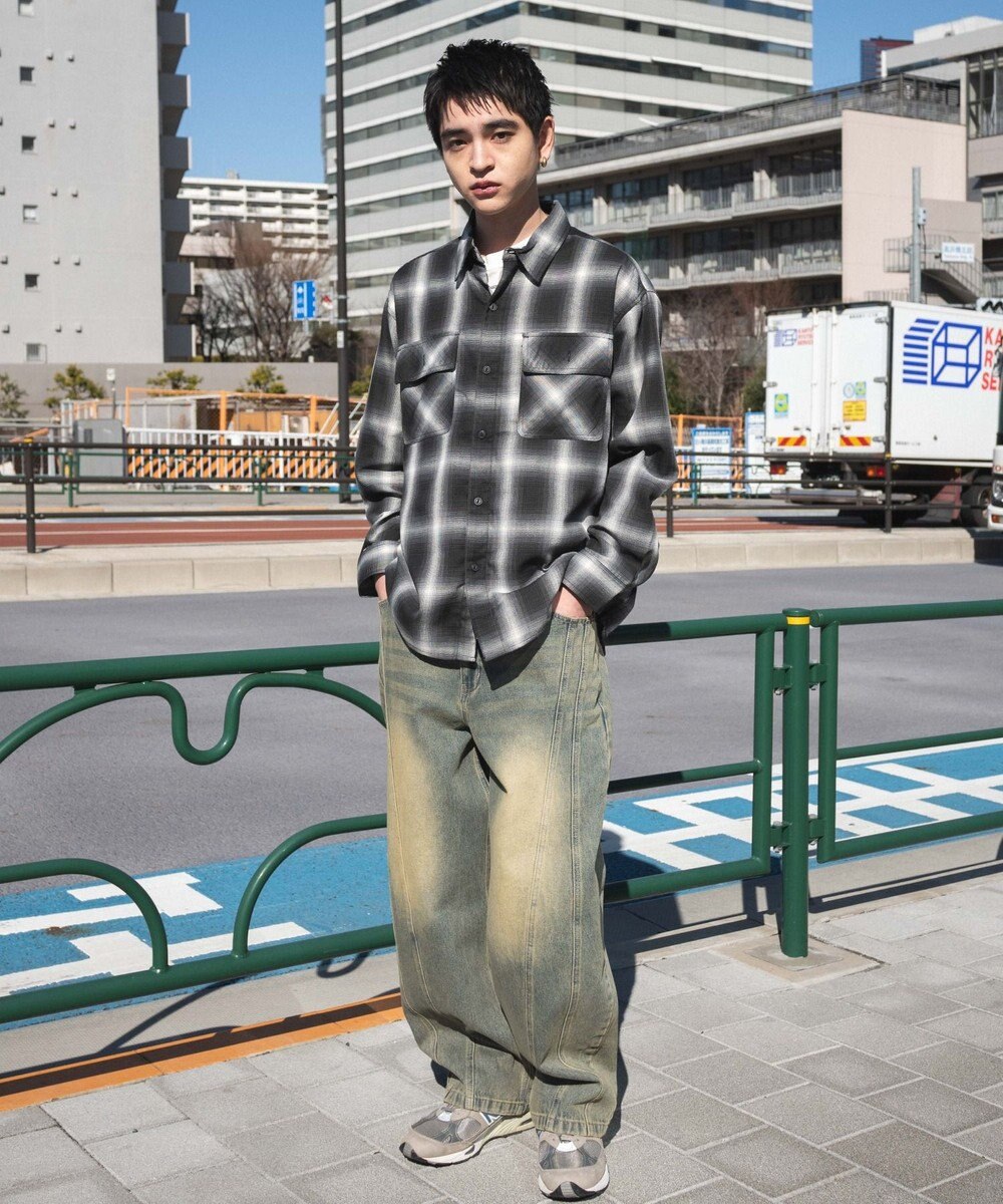 WEGO 【SMLサイズ展開】イージー3Dバレルレッグデニムパンツ 