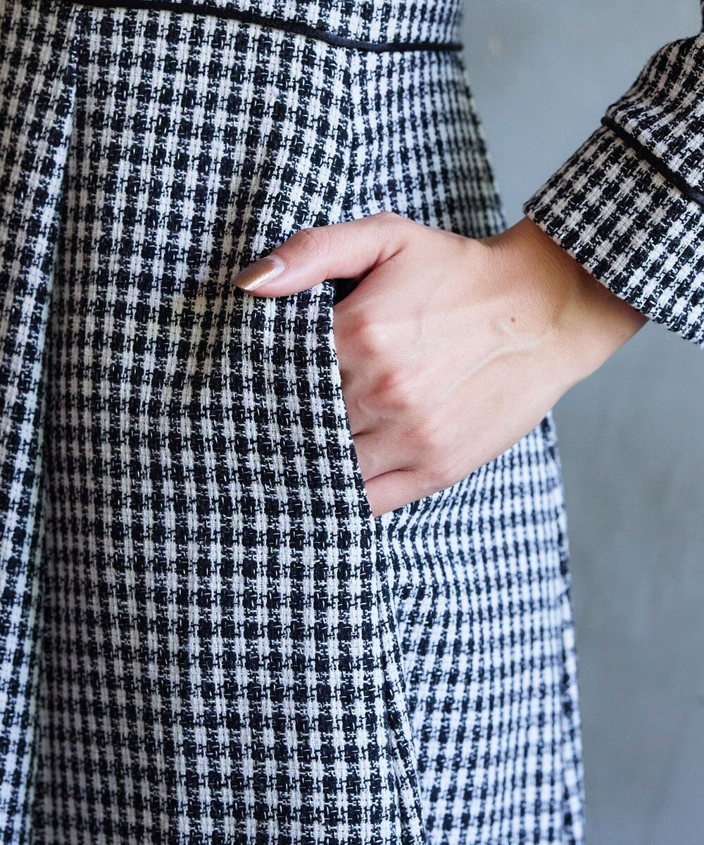 Tiaclasse L 【洗える】ツイード配色フレアワンピース 