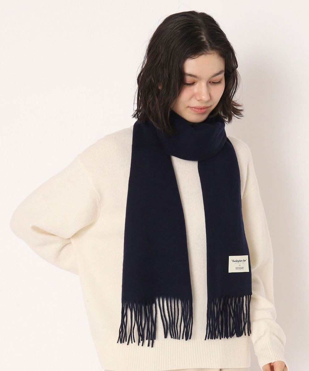 MOONBAT 【WEB限定】MACKINTOSH PHILOSOPHY バッキンガムベア付きウール100%無地マフラー (パッケージ付き) 