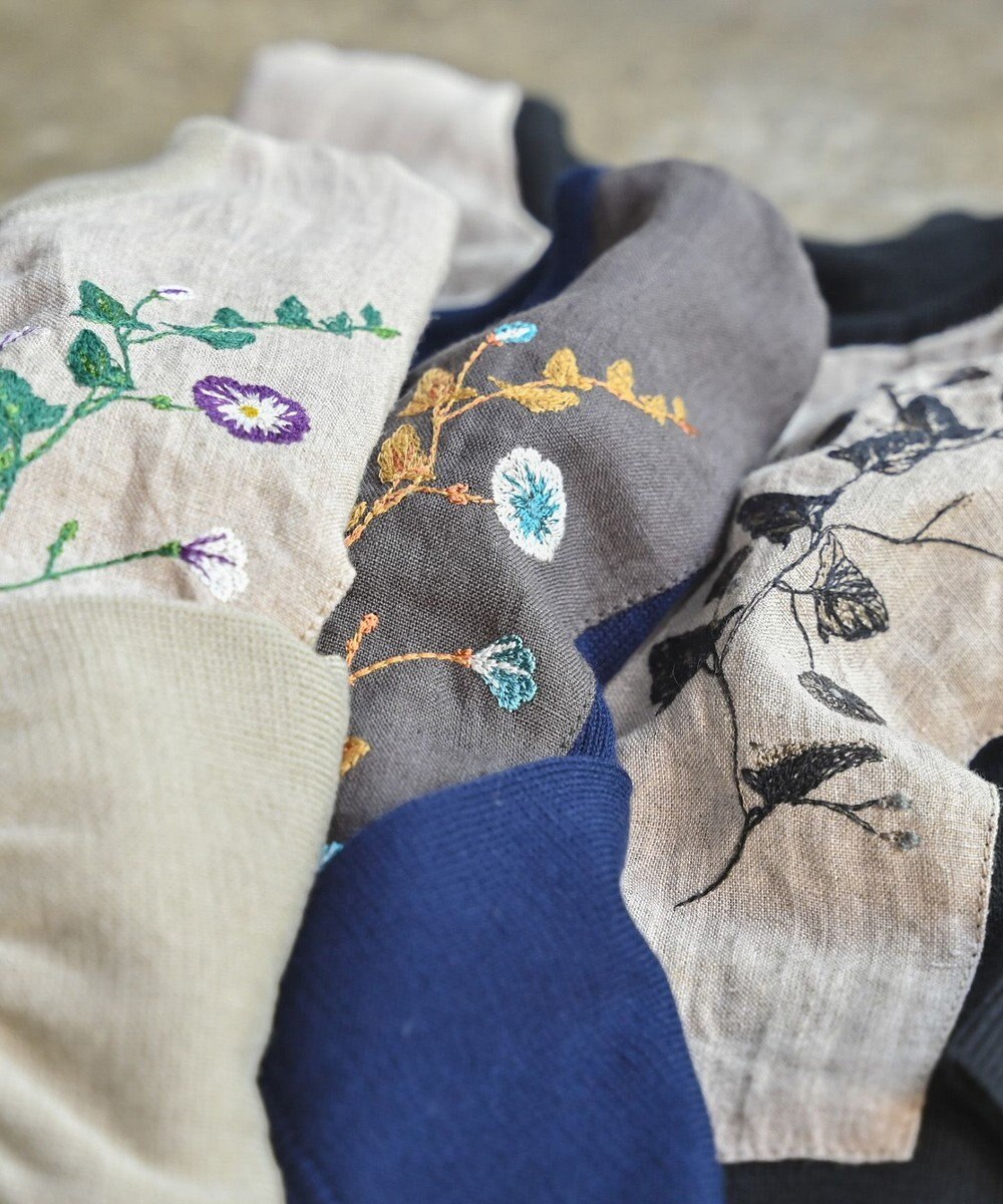 muuc 〈高品質スーピマ超長綿100%〉ヒルガオ刺繍 コットンカーディガン 