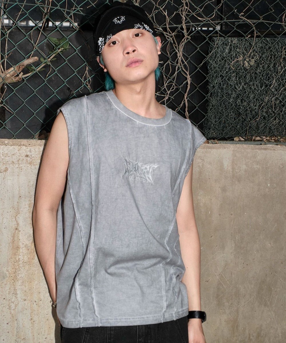 WEGO 【ユニセックス着用ITEM/MLサイズ展開】コールドダイスウィッチングロゴノースリーブ 