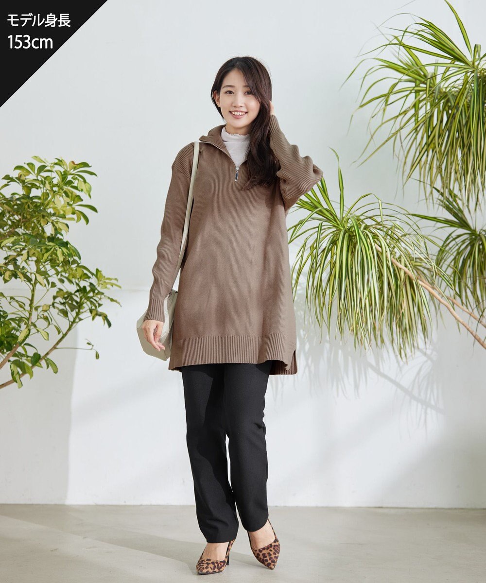 Tiaclasse 【洗える】ハーフジップニットチュニック 