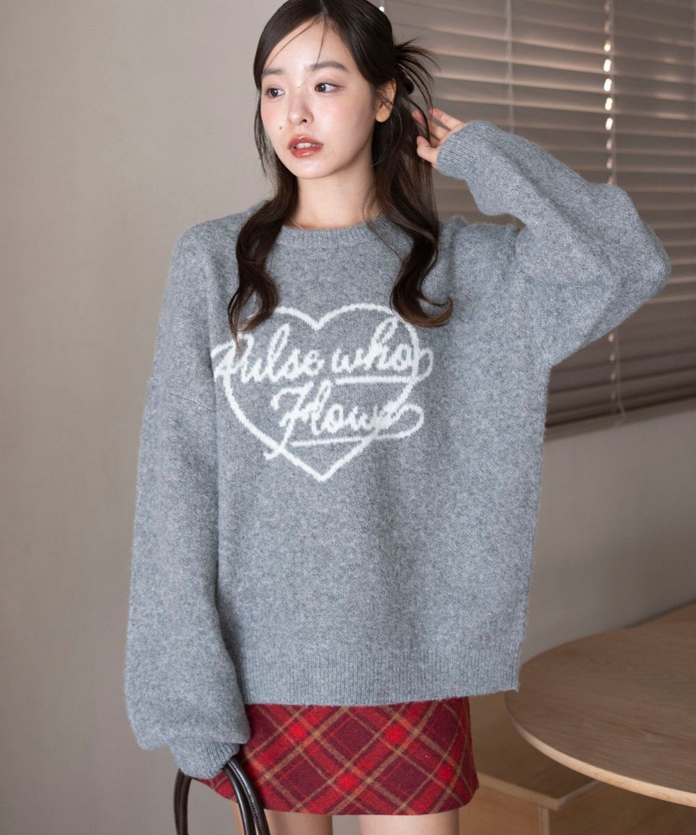 WEGO 【2025年秋冬新作】フラッフィーグラフィックニットBIGプルオーバー 