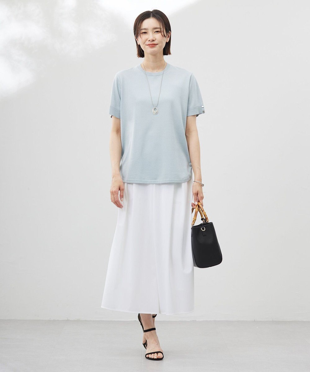 J.PRESS LADIES L 【洗える】COTTON POLYESTER 袖ボタン ニット 