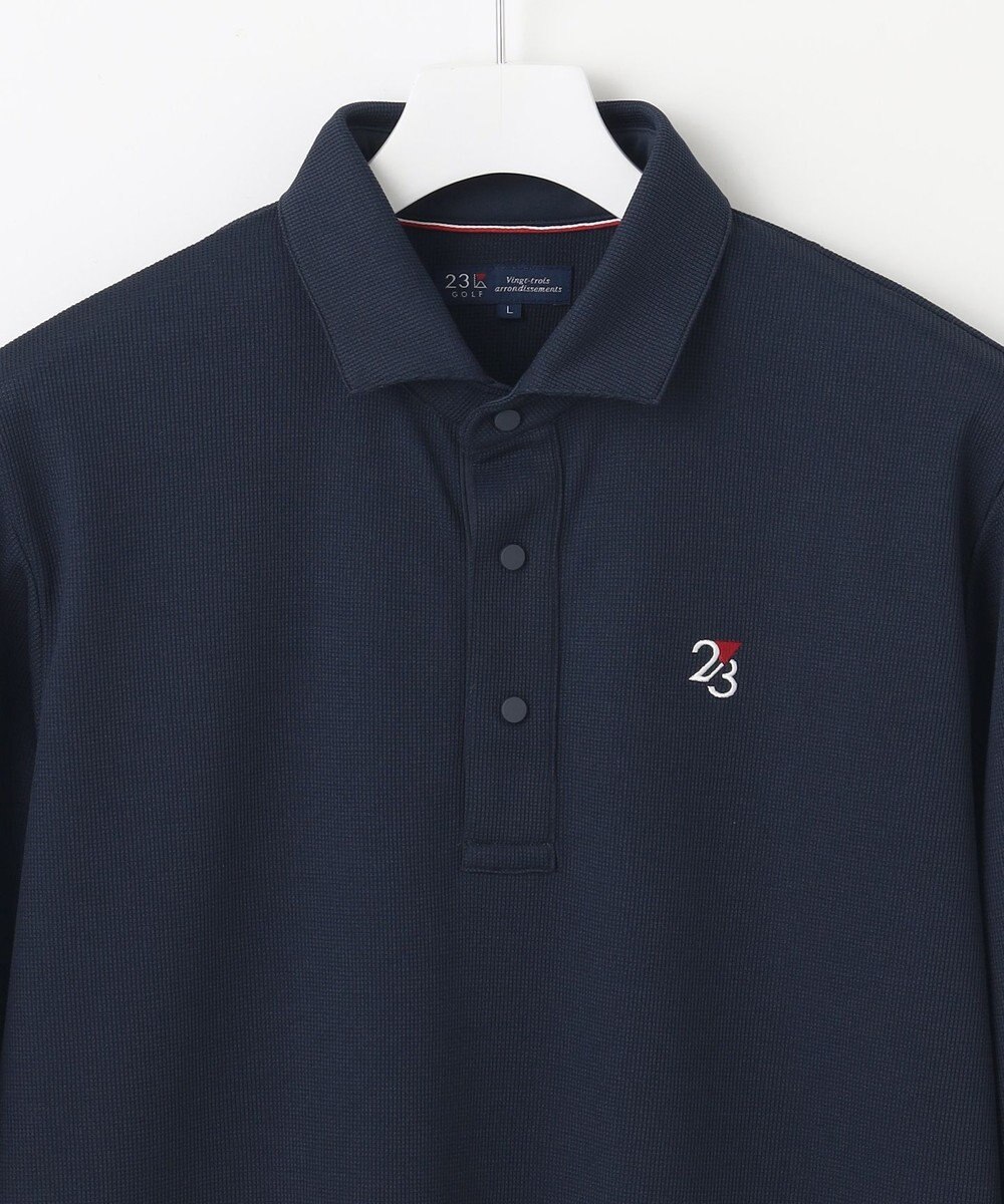 23区GOLF 【MEN】ミニワッフル長袖ポロ 