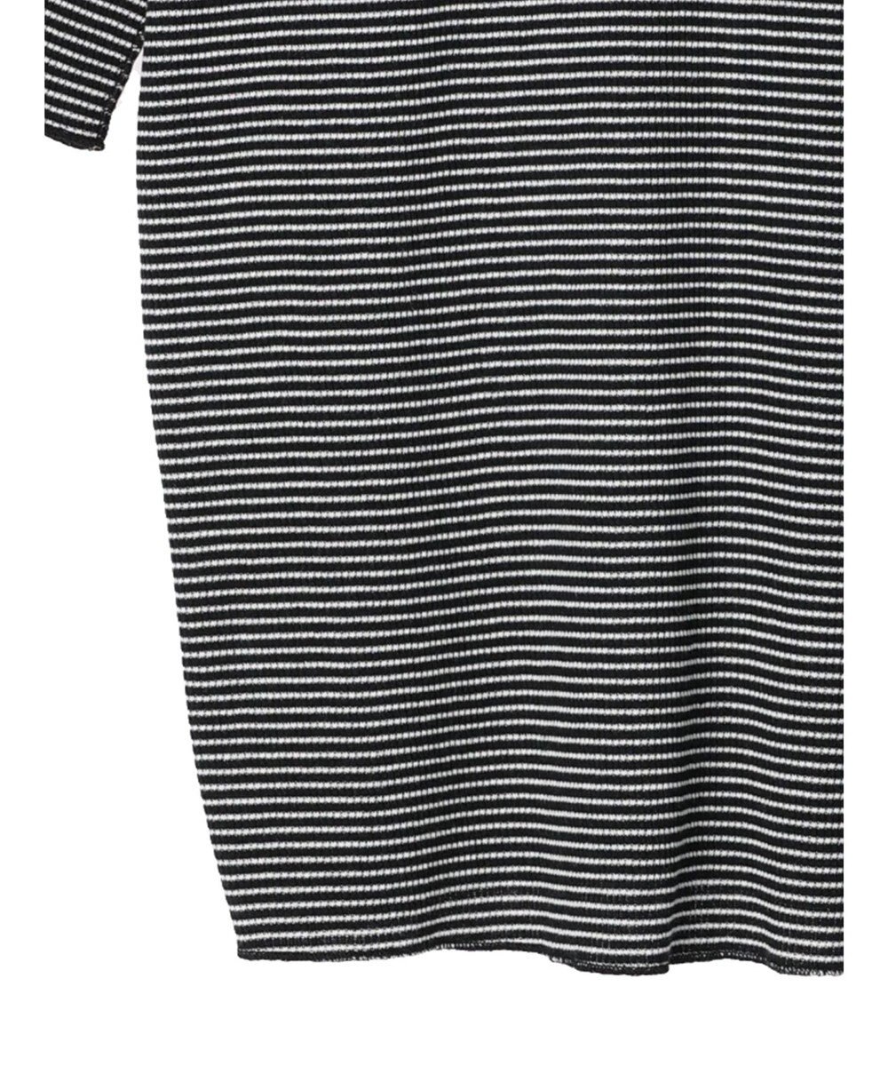 Green Parks メローリブ５分袖ボーダープルオーバー 