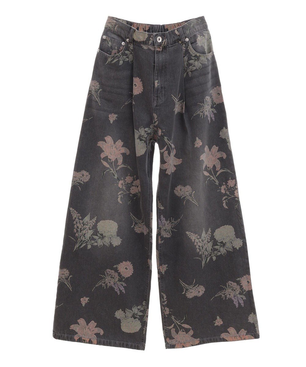 Green Parks ・ＳＵＧＡＲ　ＳＰＯＯＮ　フラワーｐｔデニムワイドパ 