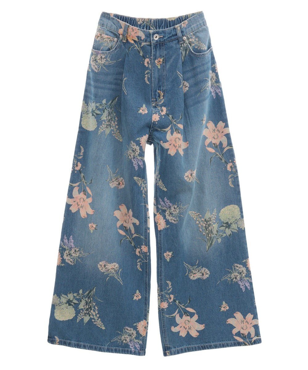 Green Parks ・ＳＵＧＡＲ　ＳＰＯＯＮ　フラワーｐｔデニムワイドパ 