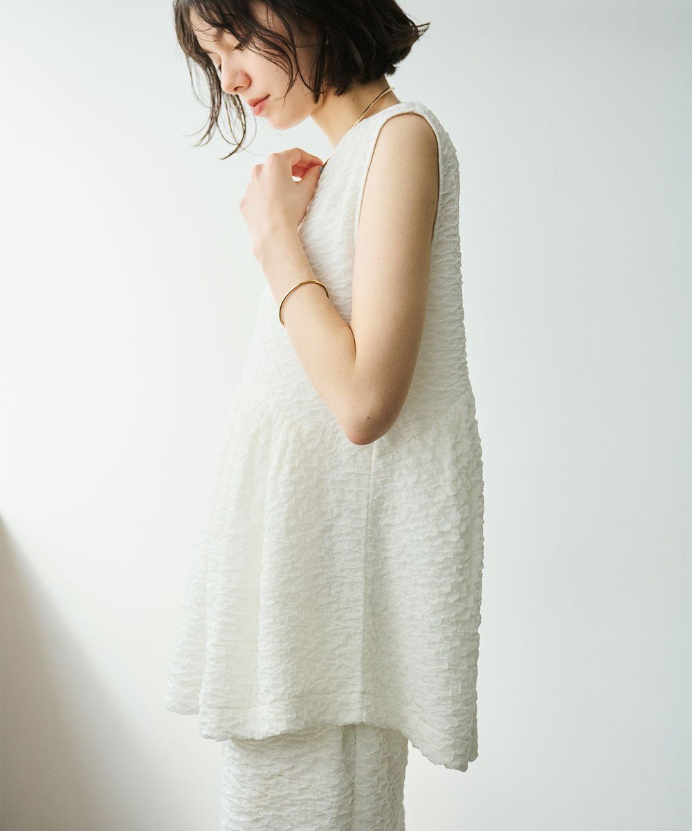 #Newans 【金子綾さんインスタライブご紹介アイテム】（セットアップ可能）ふくれジャガード ペプラムブラウス 