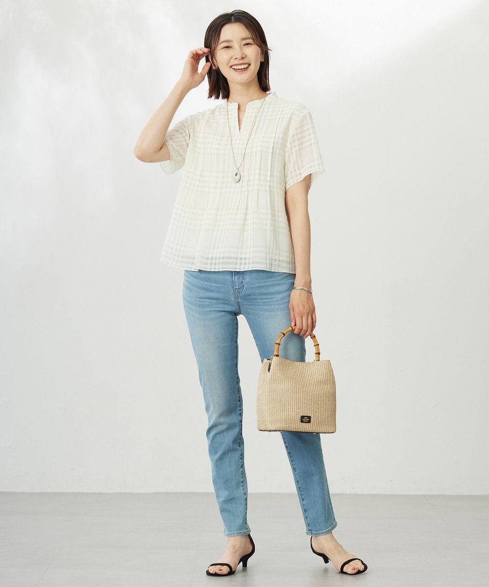 J.PRESS LADIES 【WEB限定カラーあり・洗える】シアーチェック カットソー 