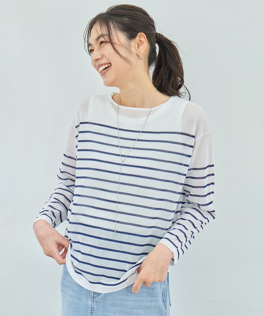 ANY L 【手洗い可/アンチピリング】シアーバスクボーダーニット 