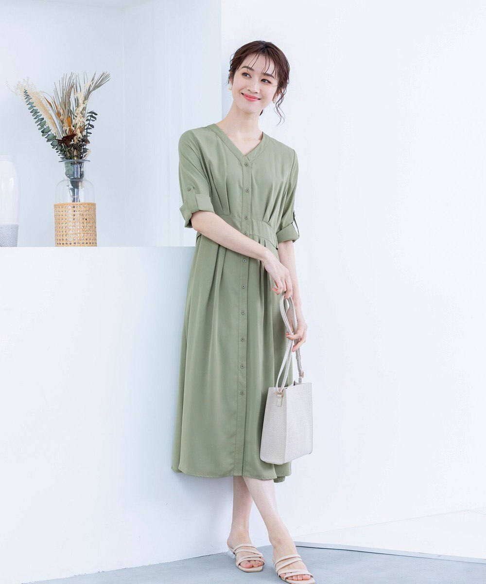 Tiaclasse 【新色追加・洗える】バックリボン前開きワンピース 