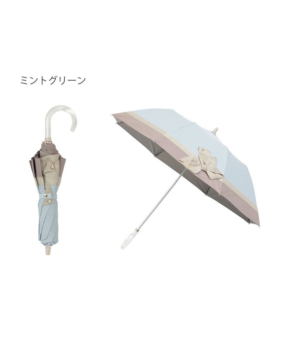 MOONBAT 【遮光/晴雨兼用日傘】LANVIN en Bleu (ランバン オン ブルー)ビジューリボン 遮熱 UV 折りたたみ傘 楽折 