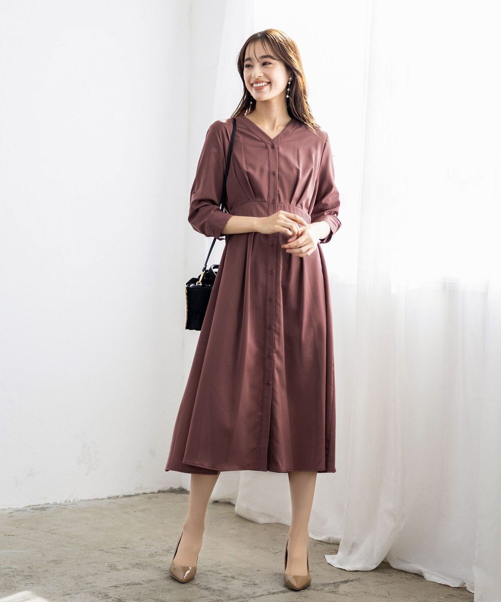 Tiaclasse 【新色追加・洗える】バックリボン前開きワンピース 