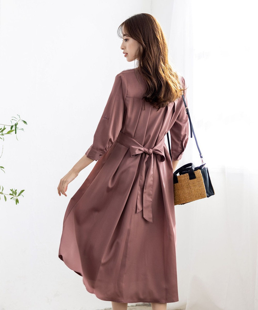 Tiaclasse 【新色追加・洗える】バックリボン前開きワンピース 