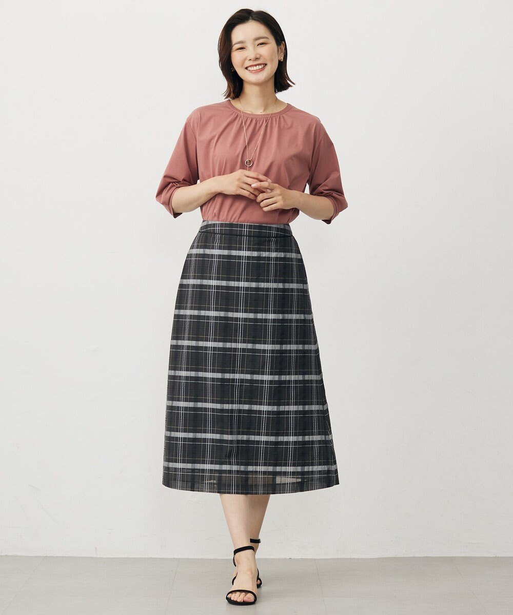 J.PRESS LADIES L 【洗える】シアーチェック スカート 