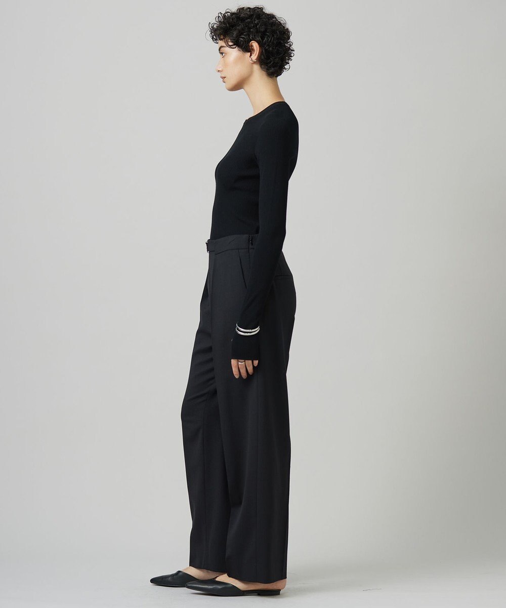 ICB 【洗える】ウール2WAYストレッチ ワイドストレートパンツ 