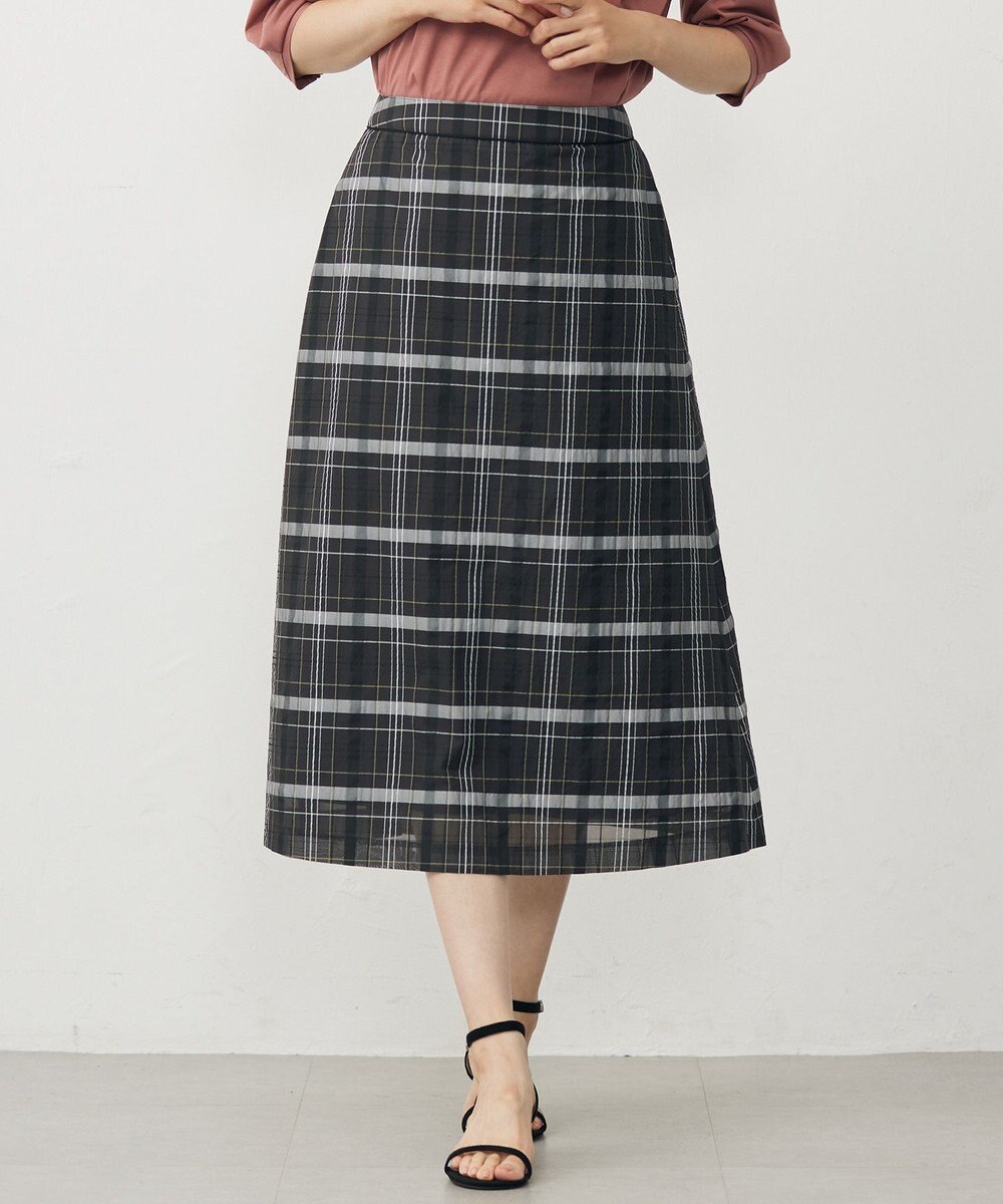 J.PRESS LADIES L 【洗える】シアーチェック スカート 