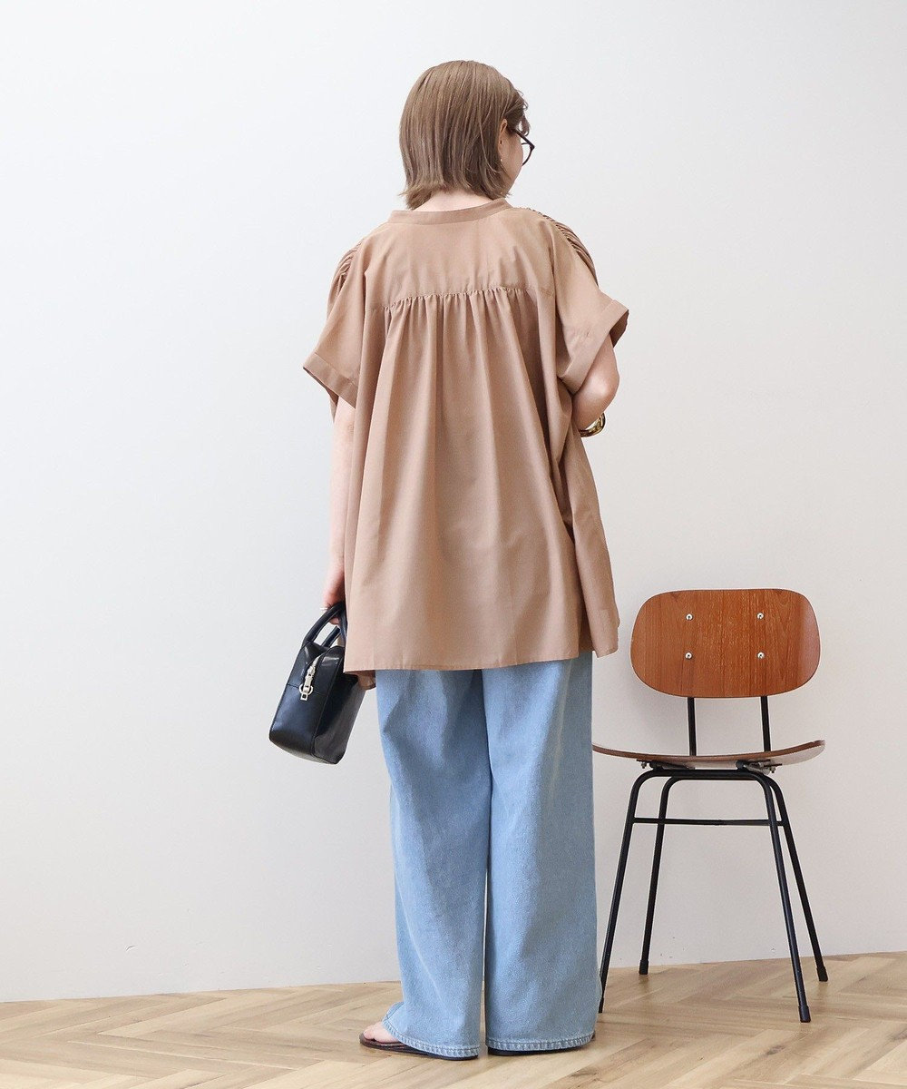 AMERICAN HOLIC 【予約】【WEB限定】イージーケア+接触冷感 フレンチスリーブギャザーシャツ 
