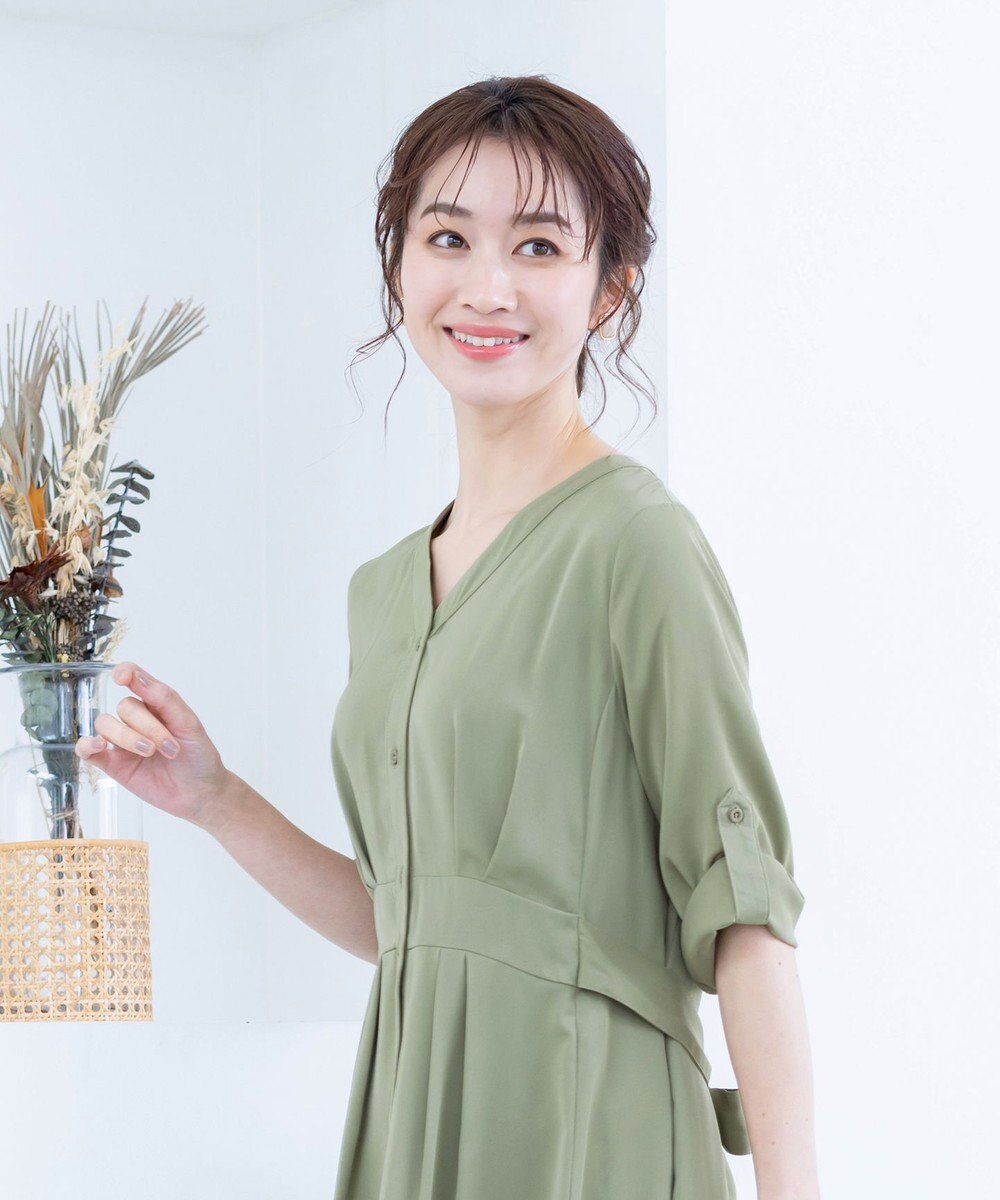 Tiaclasse 【新色追加・洗える】バックリボン前開きワンピース 