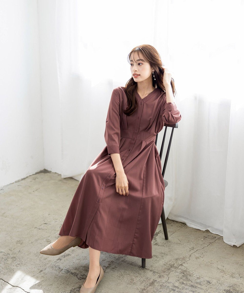 Tiaclasse 【新色追加・洗える】バックリボン前開きワンピース 