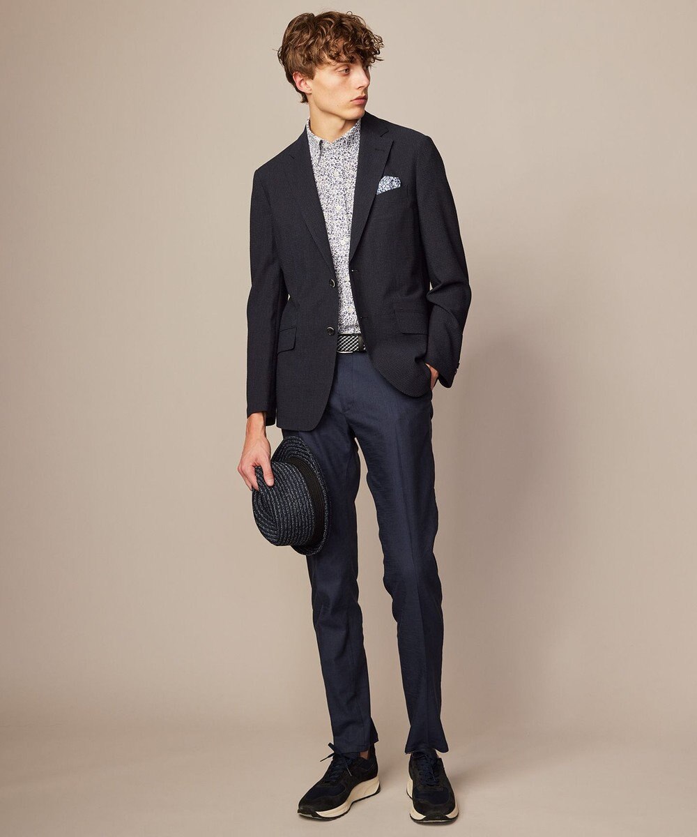 JOSEPH ABBOUD 【ウエストも伸びる！/ストレッチ】ミックスリネンシャンブレーパンツ 