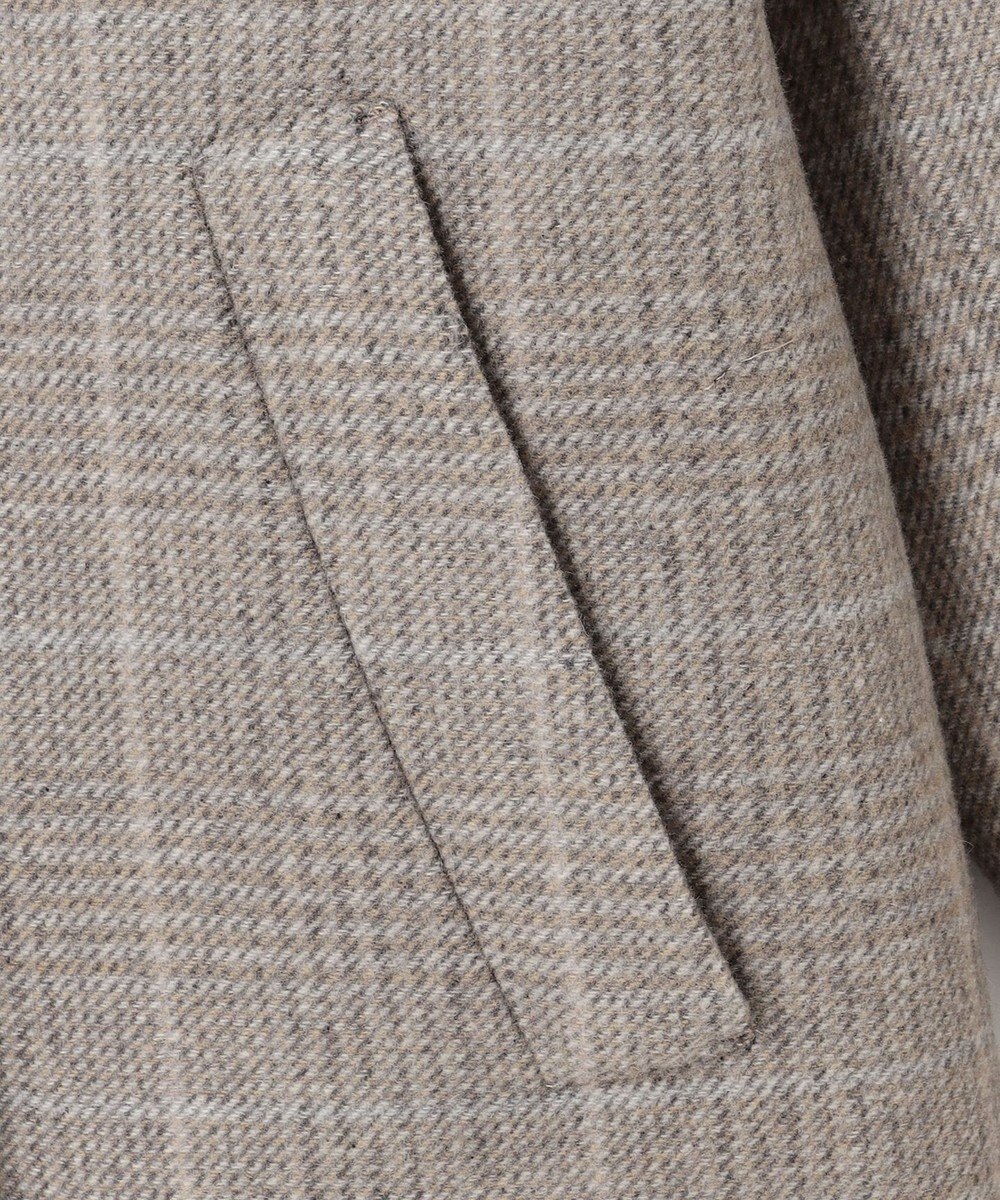 自由区 L 【17号サイズまで展開・カタログ掲載】ウールリバーチェック柄ダブルブレスト コート 