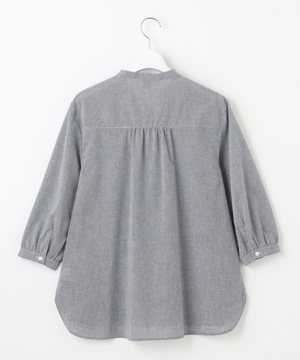 J.PRESS LADIES 【洗える】リネンminiチェック バンドカラー プルオーバー ブラウス 