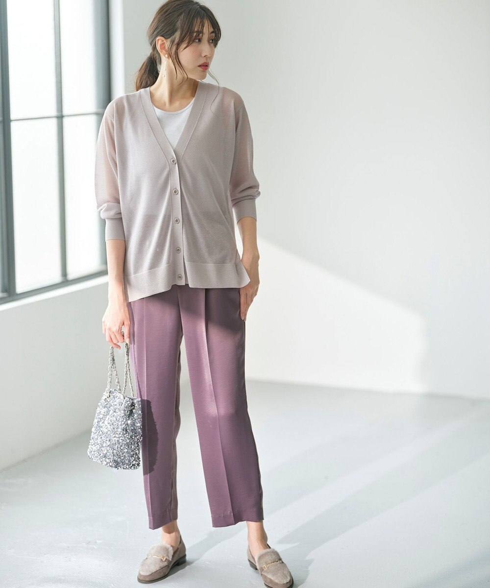 ANY SIS 【洗える】サテンドロストイージー パンツ 