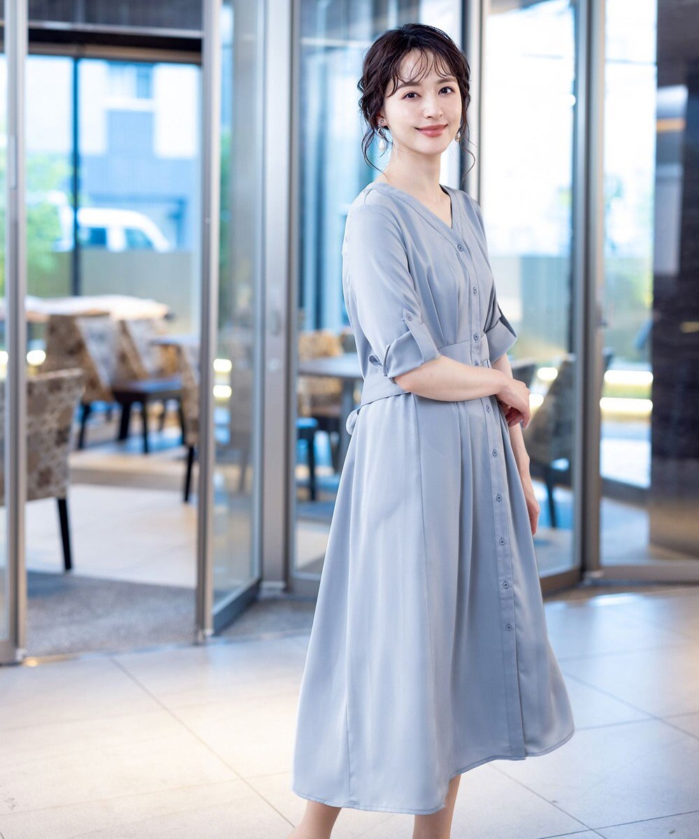 Tiaclasse 【新色追加・洗える】バックリボン前開きワンピース 