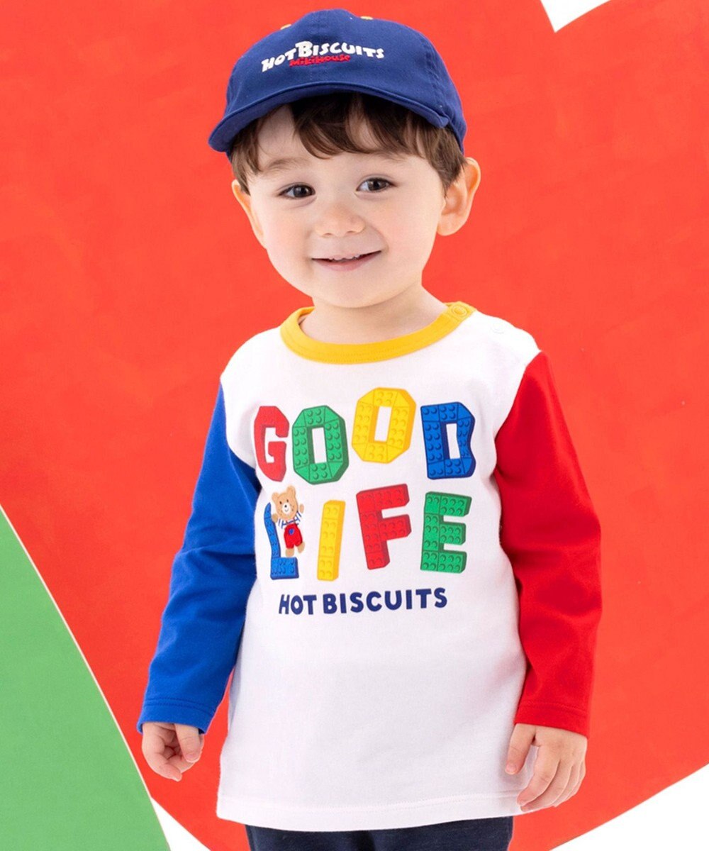 MIKI HOUSE HOT BISCUITS 【80-120cm】GOOD LIFE 長袖Tシャツ 白