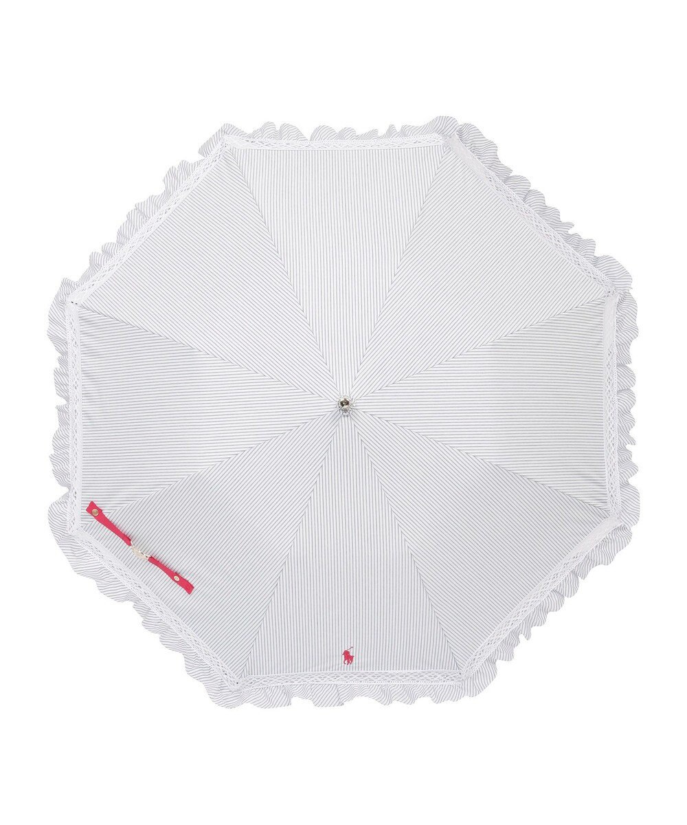 MOONBAT 【遮光/晴雨兼用日傘】POLO RALPH LAUREN(ポロ ラルフローレン) ストライプフリル 折りたたみ傘 楽折 遮熱 UV 