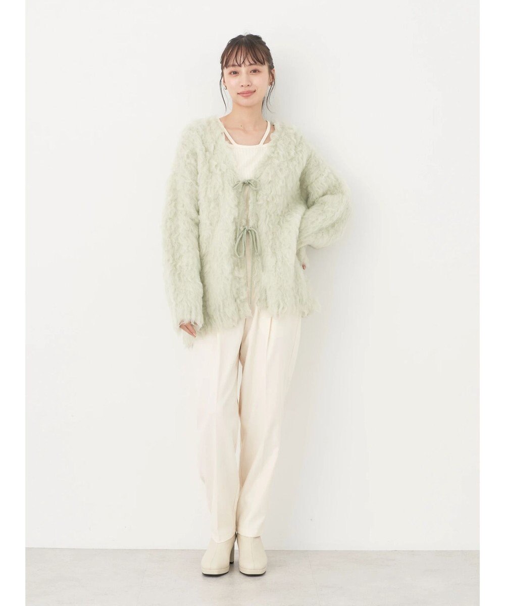 earth music&ecology 起毛リボンニットカーディガン 