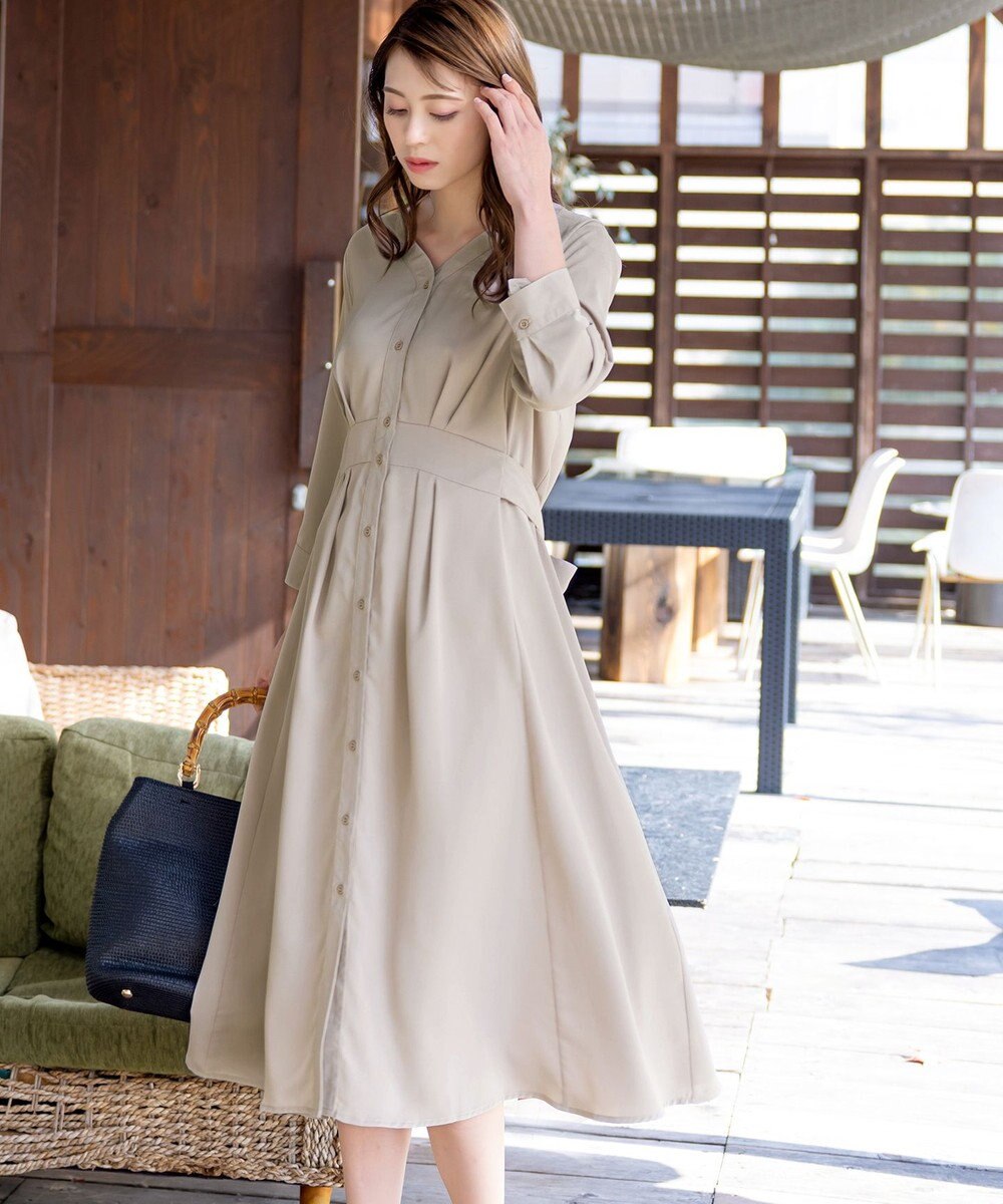 Tiaclasse 【新色追加・洗える】バックリボン前開きワンピース 