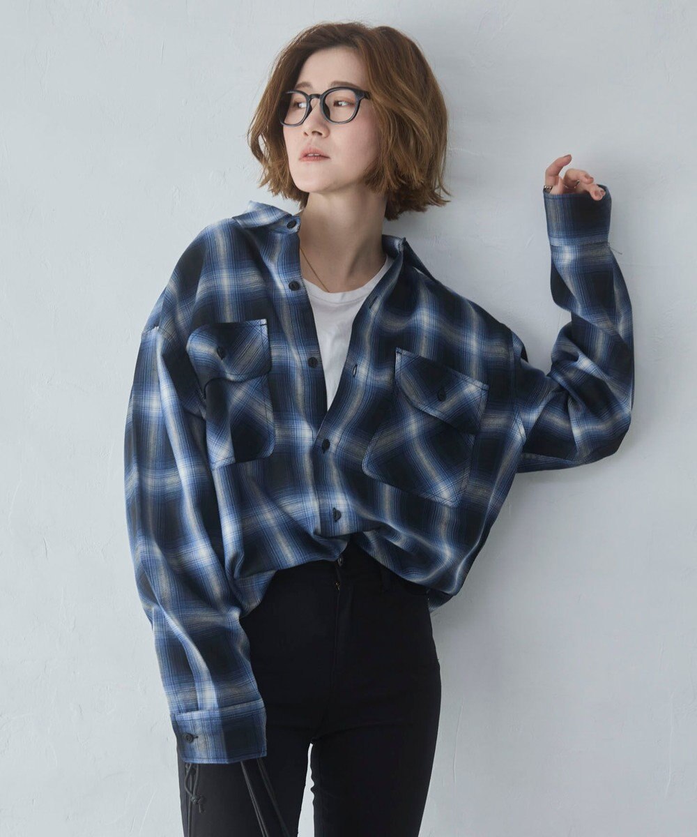 WEGO 【ユニセックス着用ITEM/SMLサイズ展開】オンブレチェックシャツ（LS） 