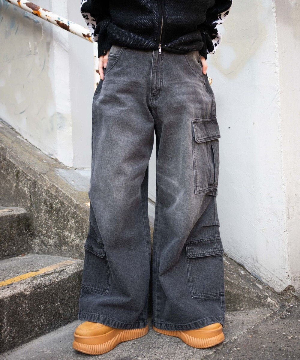 WEGO ヴィンテージウォッシュバギーカーゴパンツ 