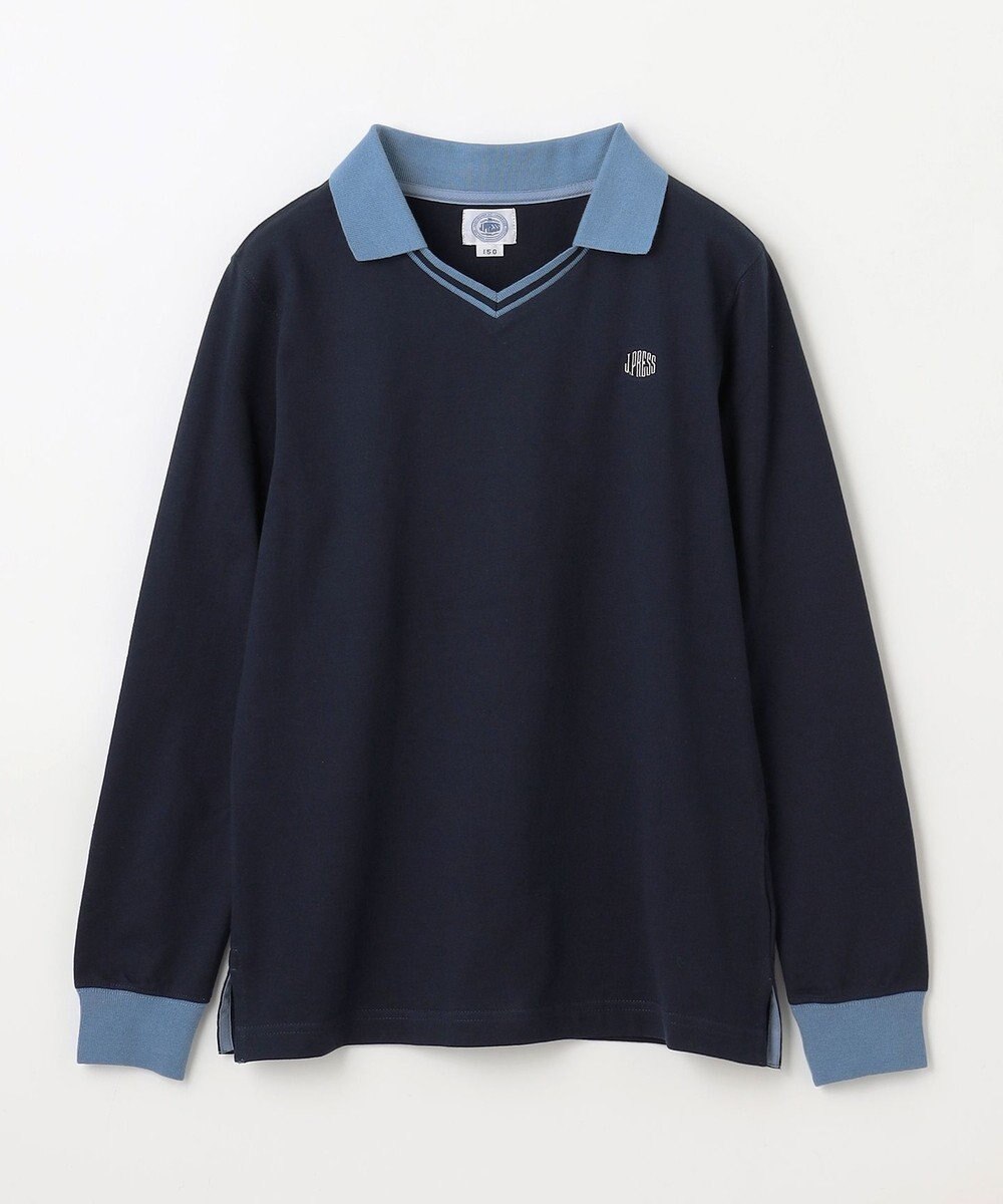 J.PRESS KIDS 【140-170cm】40/2天竺襟付き Vネック ポロシャツ 