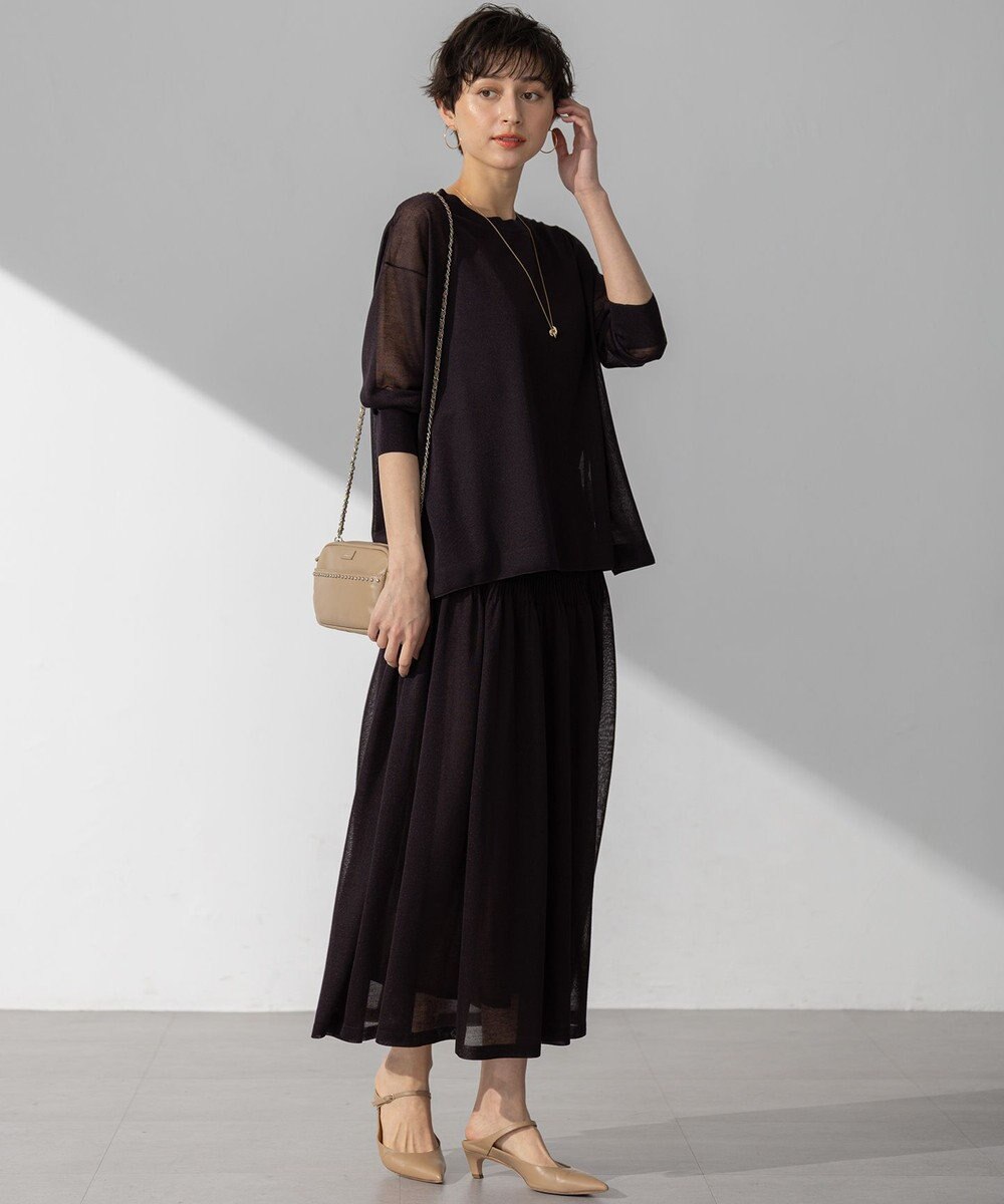 23区 【洗える】シャイニーシアー ボートネック ニット 