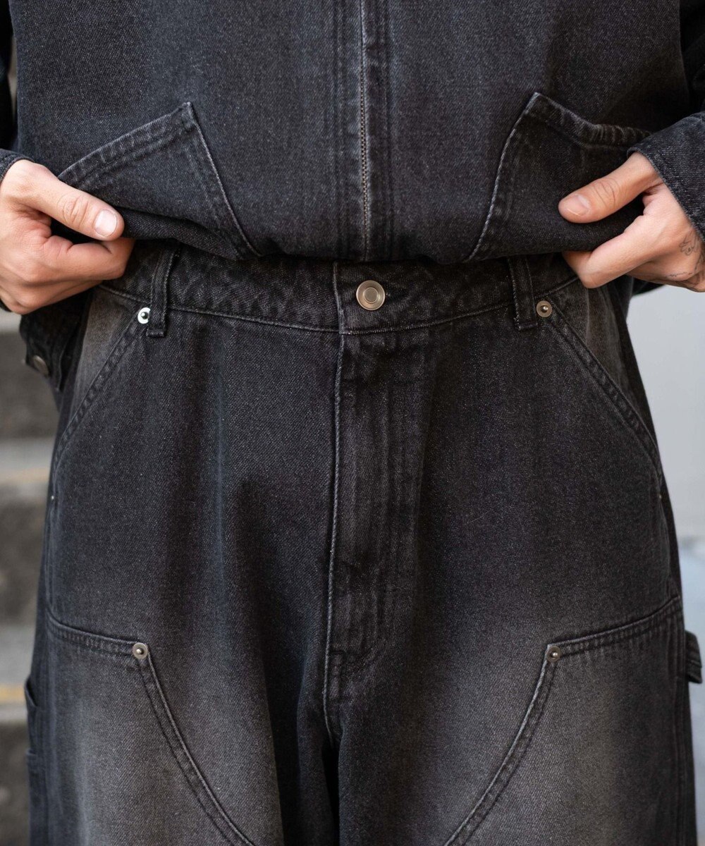 WEGO ワーカーズダブルニーデニムパンツ 