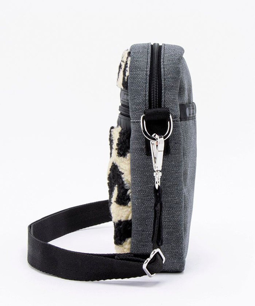LeSportsac DENIM PHONE CROSSBODY/ブラックデニム/レオパードシェルパ 