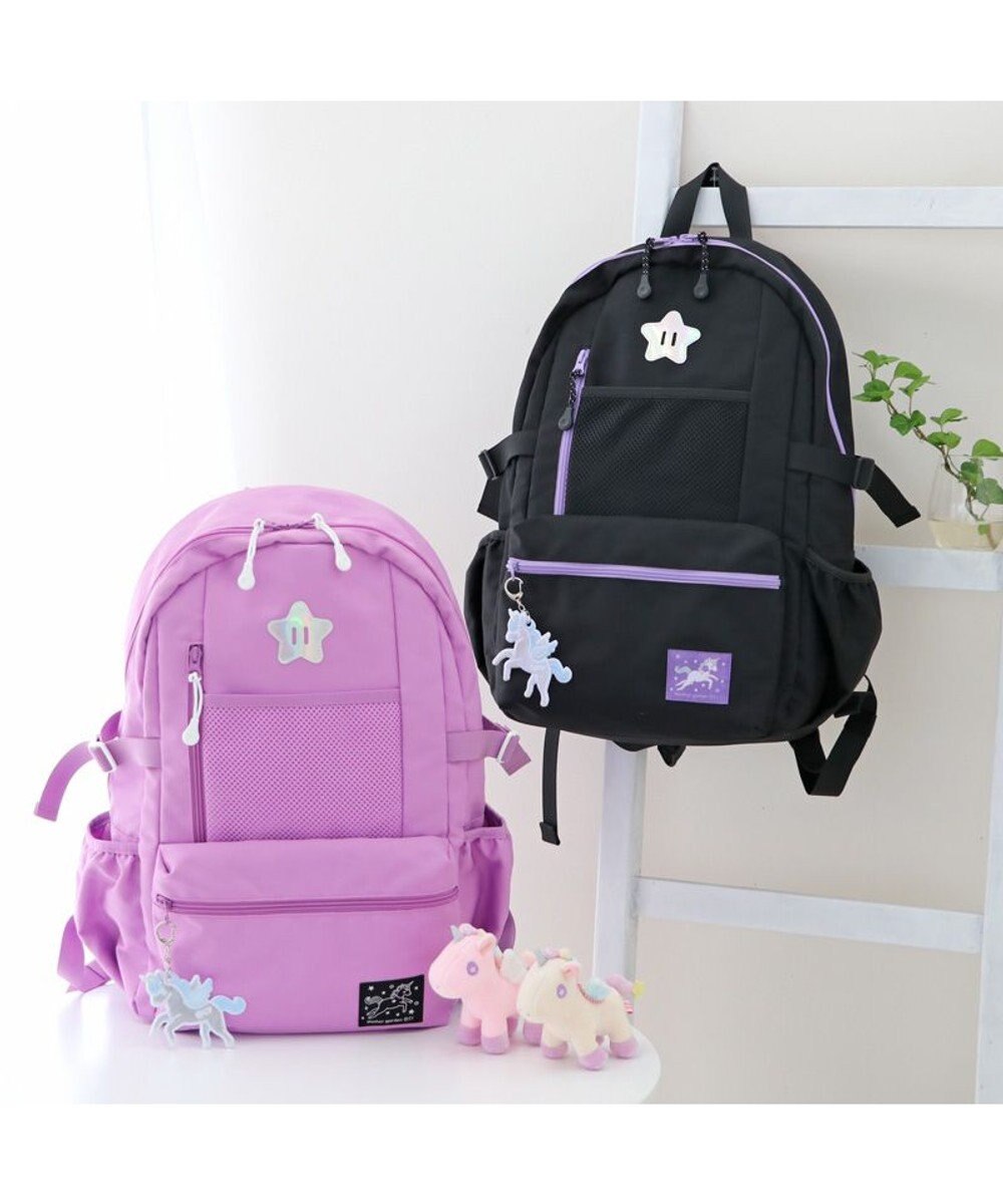 Mother garden マザーガーデン ユニコーン キッズ リュック パープル リフレクターキーホルダー付き 