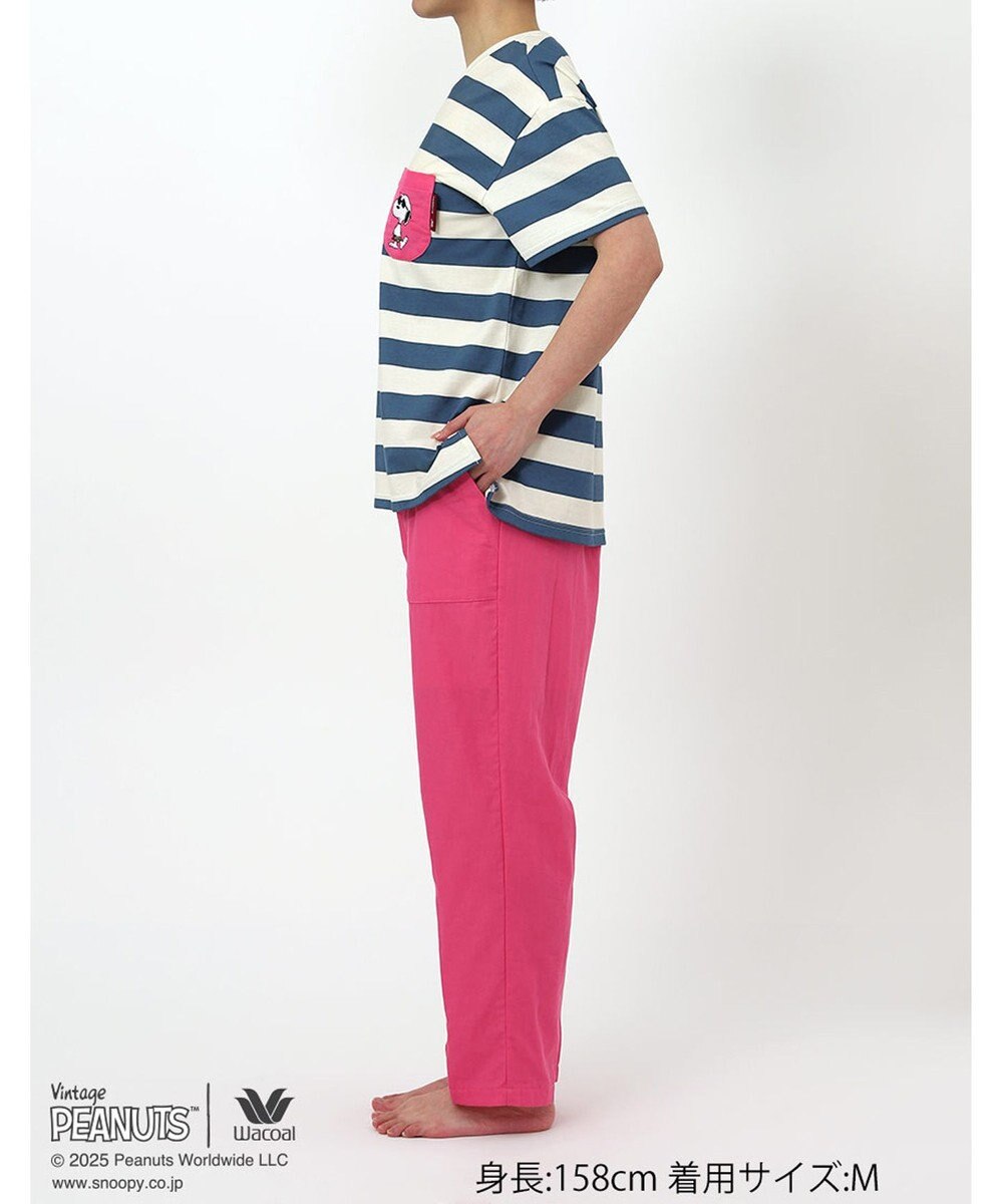 WACOAL ワコール_リラックス＆スリープ パジャマ 4分袖 長ズボン 綿100%(本体) PEANUTS スヌーピー レディース FDT155 /ワコール 