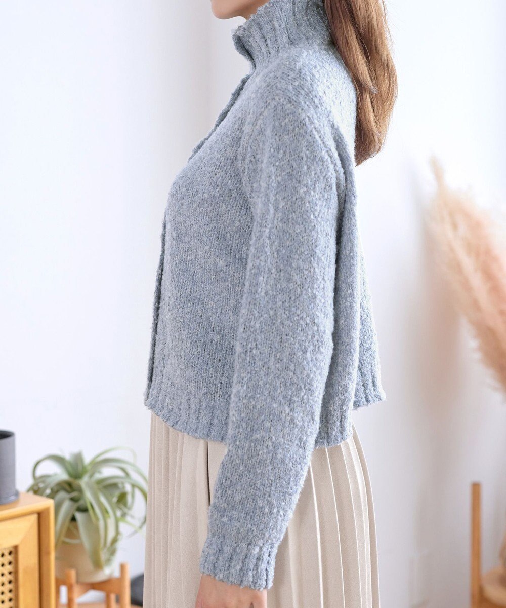 Tiaclasse 【着丈が選べる】ハイネックブークレカーディガン 