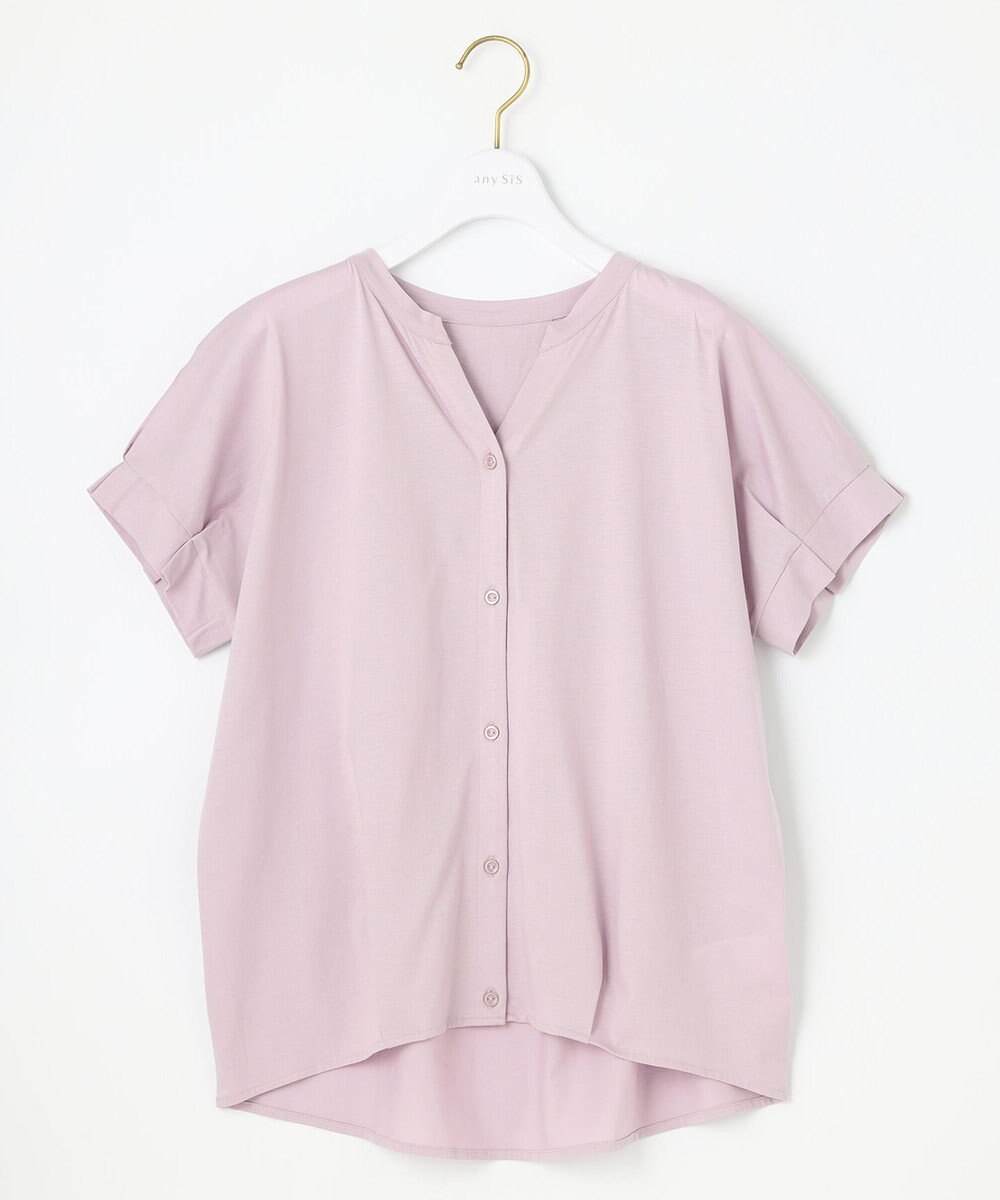 ANY SIS シルケットストライプ スキッパー カットソー 