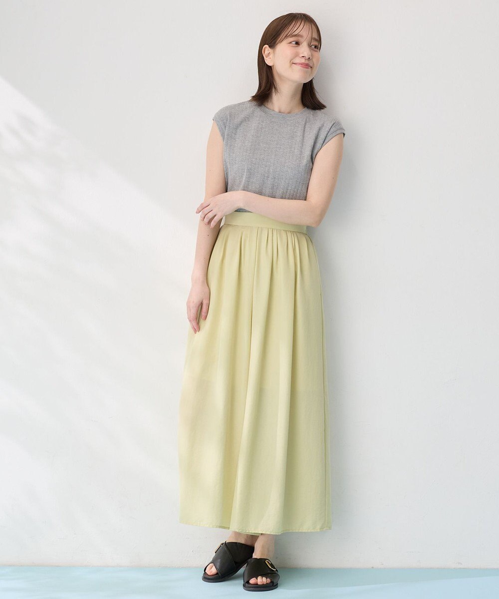 ANY L 【洗濯機可/ウエストゴム/UVケア】スパンボイル撥水スカートパンツ 